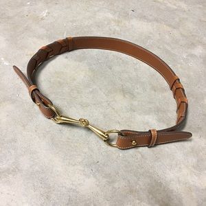 Authentic Gucci Leather Belt with Gold Horsebit
